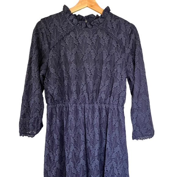 ORANGE CREEK | Navy Lace Knee Length Modest Dress - Picture 11 of 12